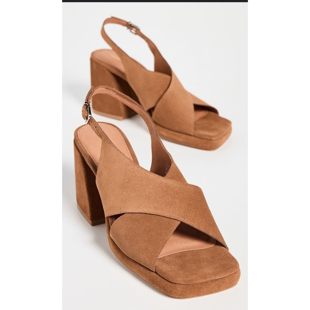 Intentionally Blank Siren Sandal Sling Back  Brown Suede Shoes 7 Whiskey